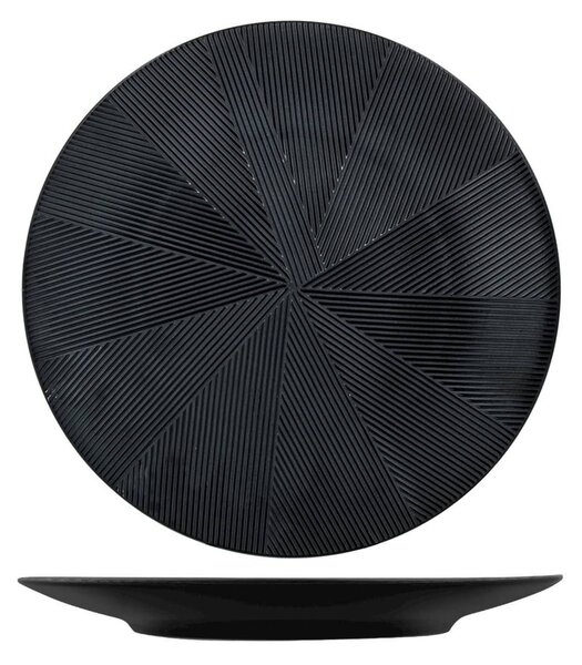 Piatto tondo Comb in stoneware nero cm 31