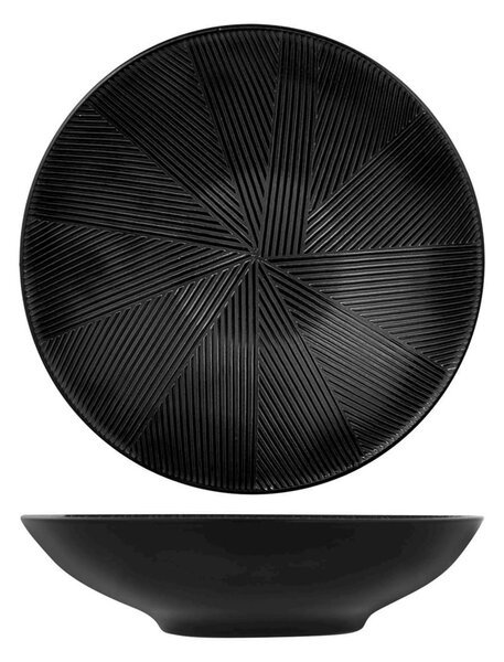Set 6 piatti fondi Comb in stoneware nero cm 19