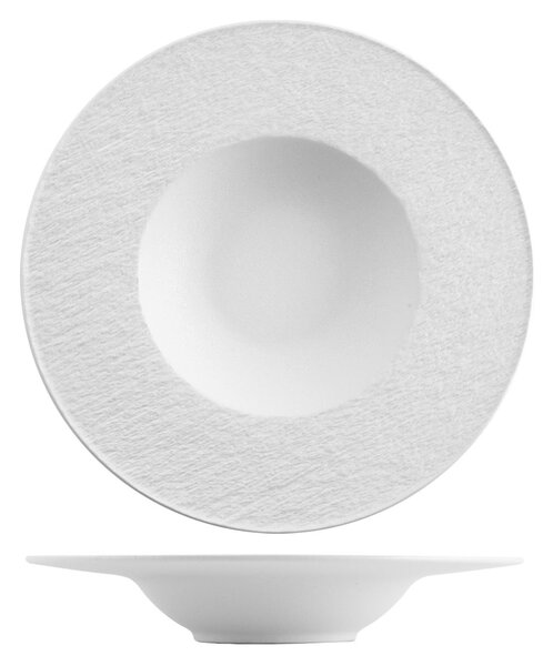 Set 2 piatti pasta Skin in porcellana decorata a rilievo cm 28