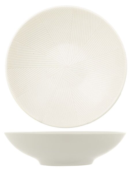 Set 6 piatti fondi Comb in stoneware bianco cm 19