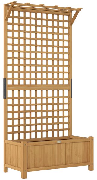 Outsunny Fioriera da Giardino con Traliccio per Piante Rampicanti in Legno, 90x45x183 cm, Giallo | Aosom Italy
