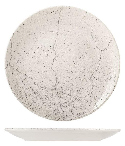 Piatto piano Stone in porcellana dura avorio con bordo rinforzato cm 27