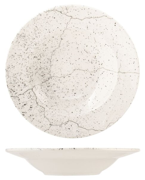 Piatto pasta Stone in porcellana dura avorio con bordo rinforzato cm 25