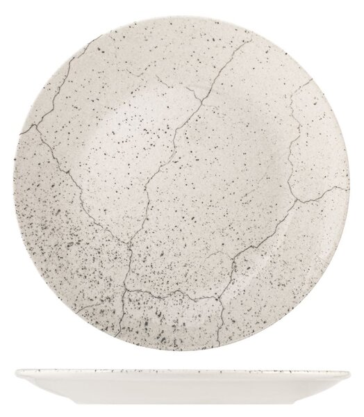 Piatto tondo Stone in porcellana dura avorio con bordo rinforzato cm 30