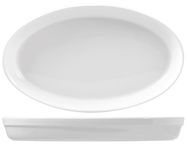 Pirofila ovale Roma in porcellana bianca cm 45