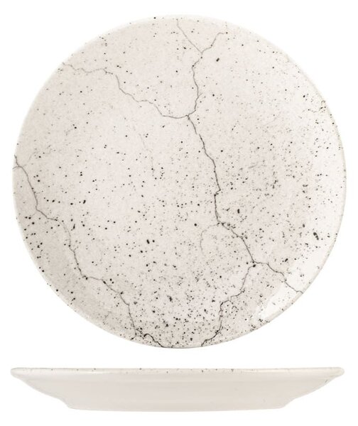 Piatto pane Stone in porcellana dura avorio con bordo rinforzato cm 17