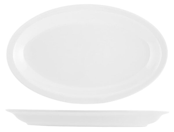 Piatto ovale Roma in porcellana bianca cm 36