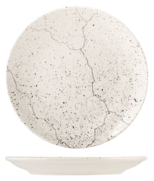 Piatto piano Stone in porcellana dura avorio con bordo rinforzato cm 21