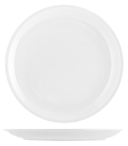 Piatto tavola piano Roma in porcellana bianco cm 23,5