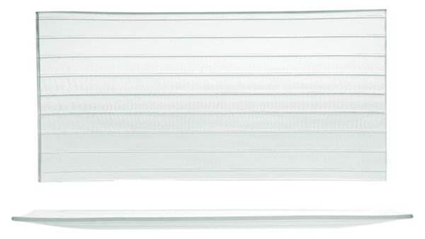 Set 6 piatti rettangolari Striped in vetro riciclato cm 33x16