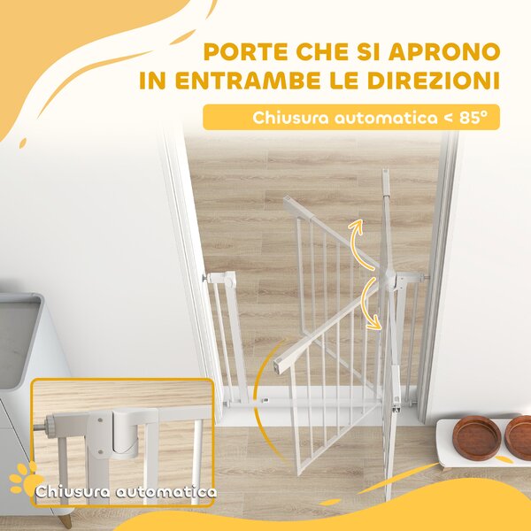 PawHut Cancellino di Sicurezza per Bambini e Animali, Chiusura Automatica e Montaggio a Pressione, 76-82x76 cm, Bianco | Aosom Italy