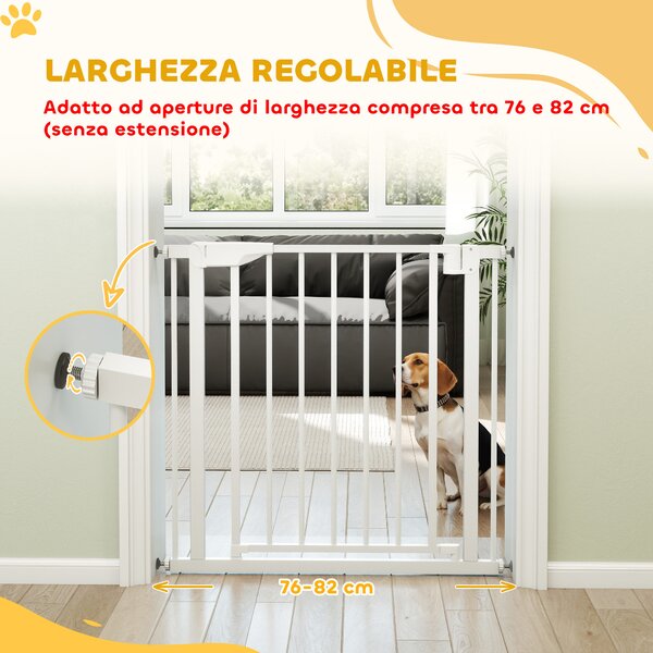 PawHut Cancellino di Sicurezza per Bambini e Animali, Chiusura Automatica e Montaggio a Pressione, 76-82x76 cm, Bianco | Aosom Italy