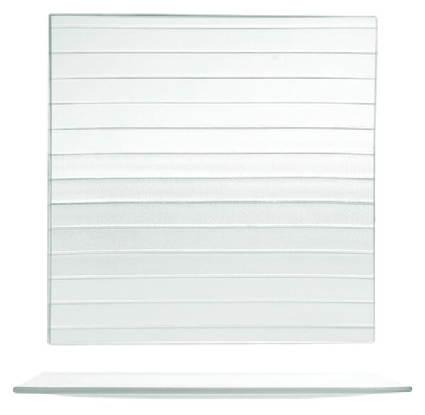 Set 6 piatti quadri Striped in vetro riciclato cm 25x25