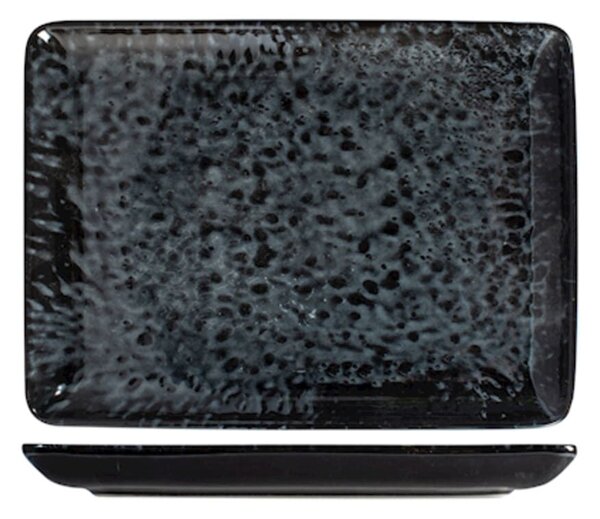 Piatto rettangolare Uranus in porcellana nera cm 17x23