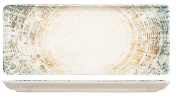 Piatto rettangolare Eris in porcellana beige decorata cm 15x35