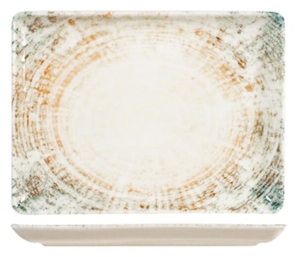 Piatto rettangolare Eris in porcellana beige decorata cm 20x27