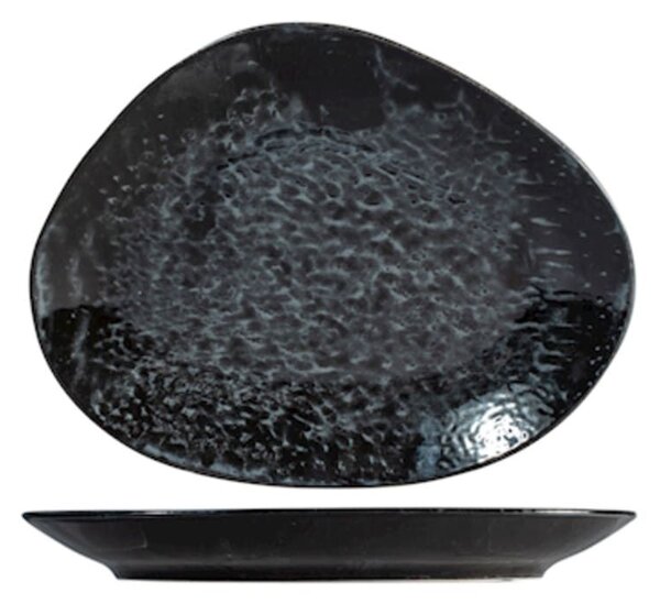 Piatto ovale Uranus in porcellana nera cm 22