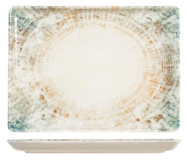 Piatto rettangolare Eris in porcellana beige decorata cm 22x30