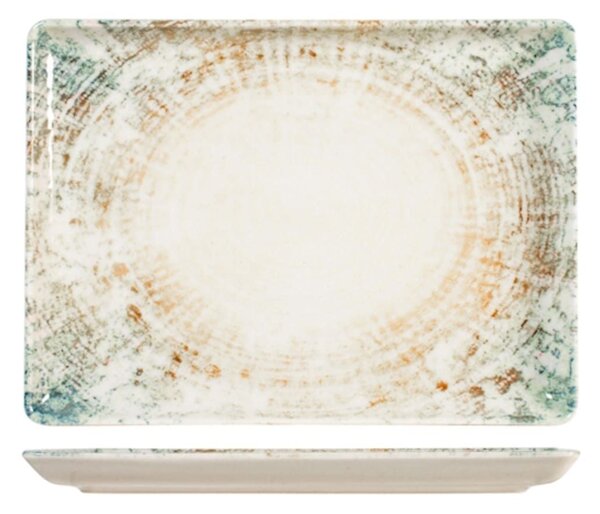 Piatto rettangolare Eris in porcellana beige decorata cm 26x35