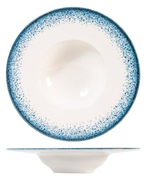Piatto pasta Jupiter in porcellana avorio decorata azzurro cm 25
