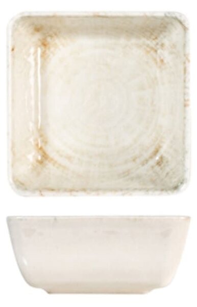 Coppetta quadrata Eris in porcellana beige decorata cm 13