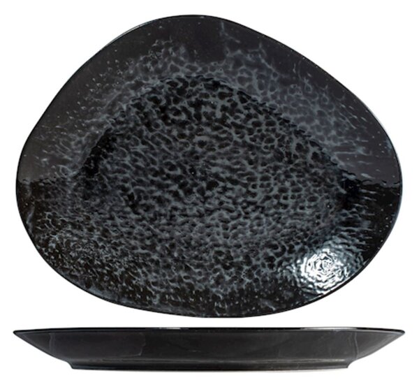 Piatto ovale Uranus in porcellana nera cm 30