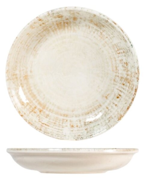 Piatto fondo coupe Eris in porcellana beige decorata cm 21