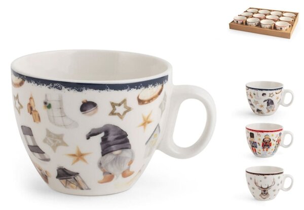 Set 12 tazze tè Noel in new bone china decorata cc 220