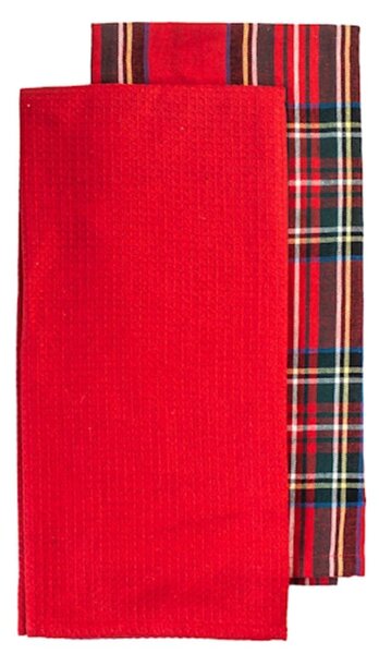 Confezione 2 strofinacci Scottish in 50% cotone riciclato e 50% poliestere cm 50x70