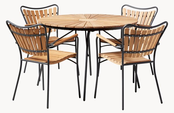 Set da pranzo da giardino in legno di teak Ellen, set da 5