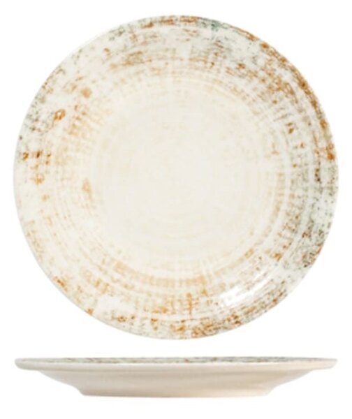 Piatto frutta coupe Eris in porcellana beige decorata cm 21
