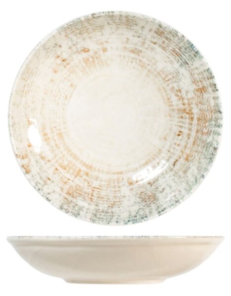 Piatto multiuso Eris in porcellana beige decorata cm 25
