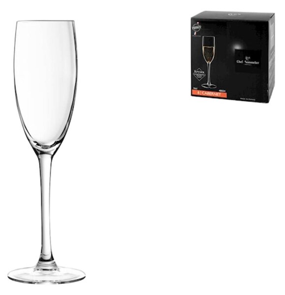 Confezione 6 calici flute Cabernet in vetro cl 16