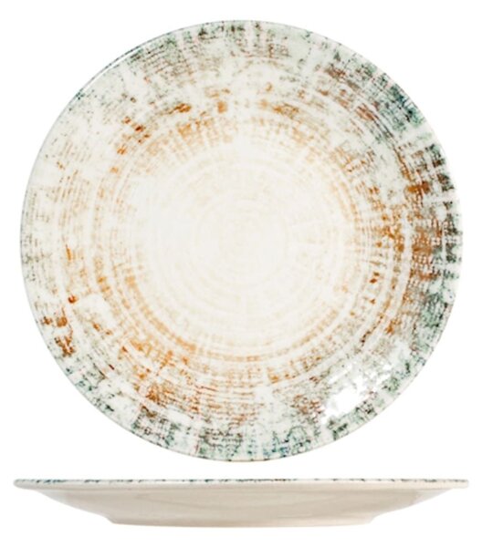 Piatto tondo Eris in porcellana beige decorata cm 30