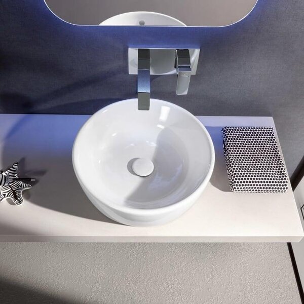 Villeroy & Boch Architectura - Lavabo da appoggio, diametro 450 mm, senza sfioratore, CeramicPlus, bianco alpino 5A2546R1