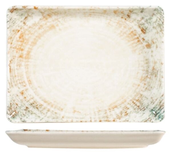 Piatto rettangolare Eris in porcellana beige decorata cm 17x23