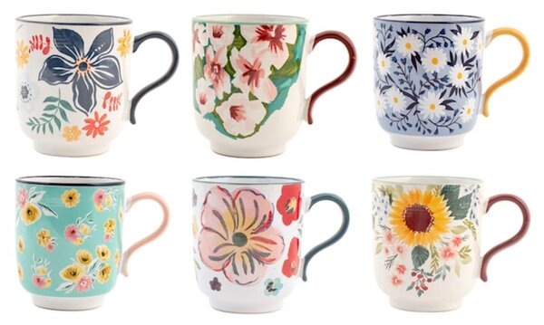 Confezione 6 mug senza piatto Creamtea in new bone china decorata cc 350