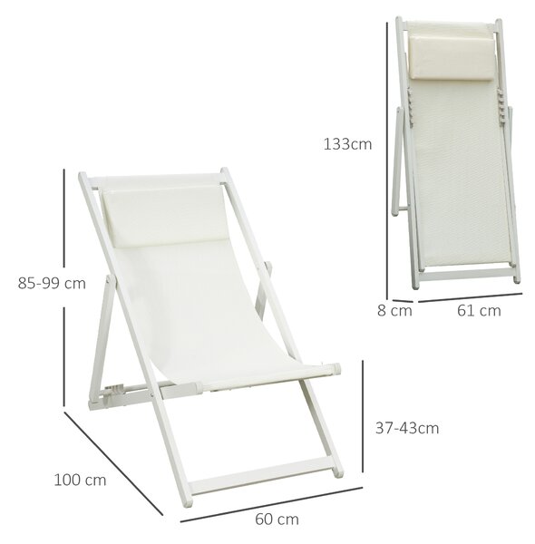 Outsunny Set 2 Sedie Poltrona Sdraio da Esterni, Pieghevoli e Reclinabili, in Alluminio, 96.5x58x91.5 cm, Beige