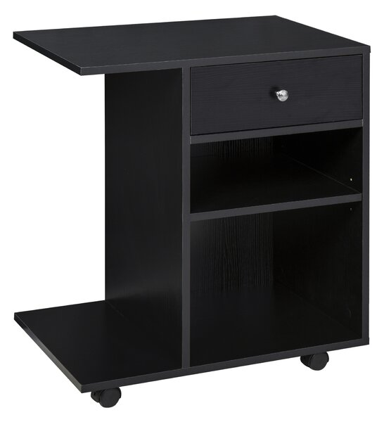 Vinsetto Mobile Porta Stampante in Legno Nero con 1 Cassetto, 2 Ripiani e Mensola CPU, per Ufficio 60x40x68.5cm|Aosom