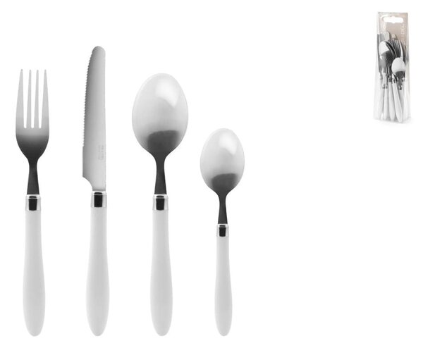Servizio posate 16 pezzi Reglisse in acciaio con manico in plastica bianco