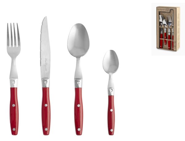 Servizio 24 posate Comptoir in acciaio inox manico in plastica colore rosso