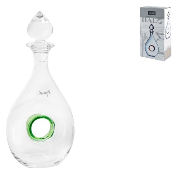 Decanter Halo in vetro soffiato con foro verde cm 28 Lt 1
