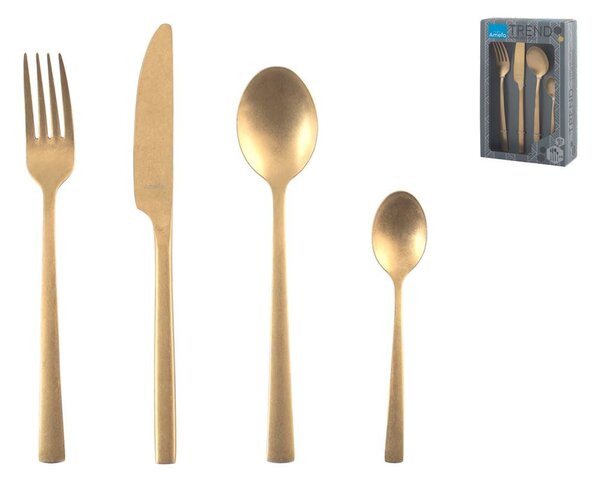 Servizio 16 posate Manille in acciaio inox con trattamento in PVD Gold