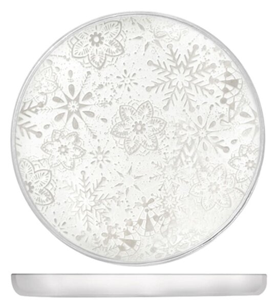 Piatto Astra in vetro trasparente decorato cm 28