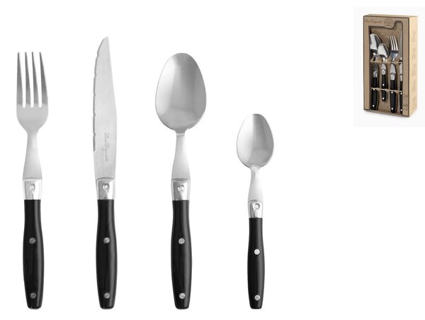 Servizio 24 posate Comptoir in acciaio inox manico in plastica colore nero