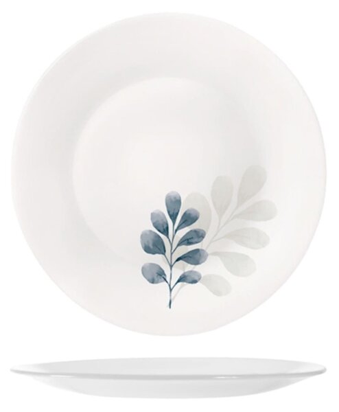 Set 6 piatti frutta Botanica in vetro opale bianco decoro blu cm 20