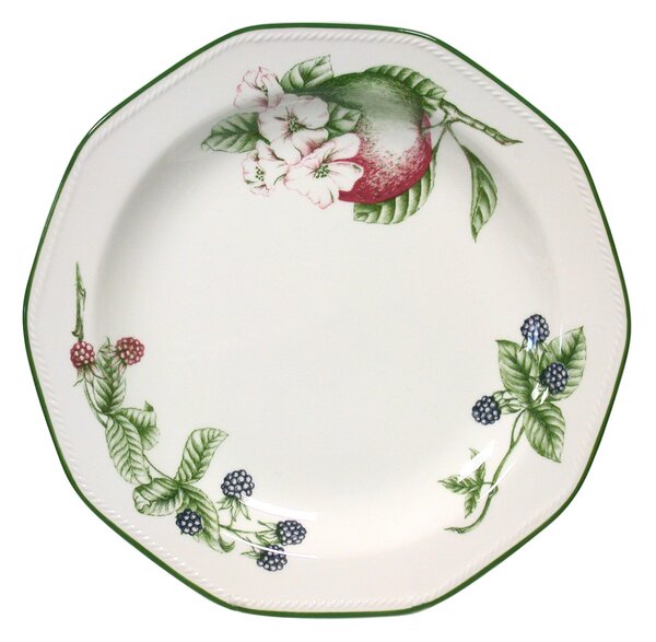 Set 6 piatti piani Victorian Orchard in earthenware bianco decorato cm 26