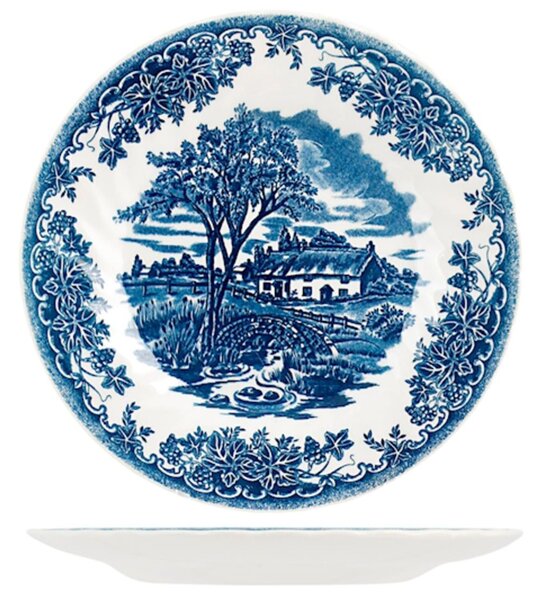 Set 6 piatti frutta The Brook in earthenware bianco decoro blu cm 20
