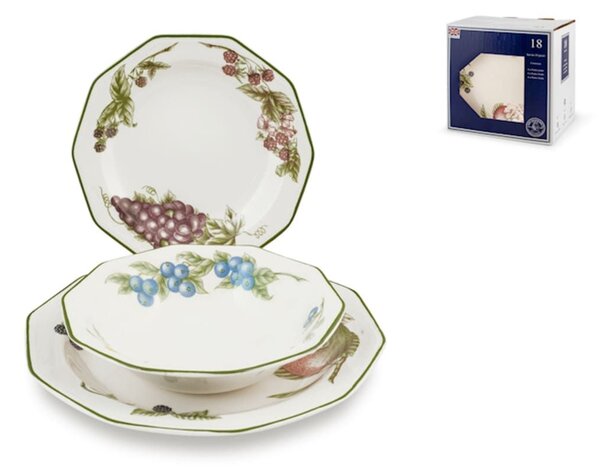 Servizio tavola 18 pezzi Victorian Orchard in earthenware bianco decorato