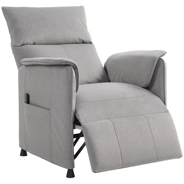 HOMCOM Poltrona Reclinabile Elettrica con Telecomando e Poggiapiedi, Sedia in Tessuto Effetto Velluto, 80x83x104 cm, Grigio | Aosom Italy